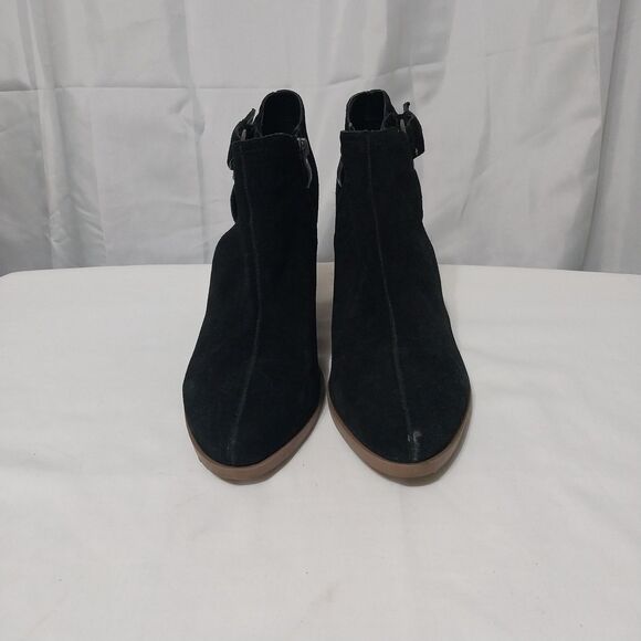 Franco Fortini booties Women's 9 black genuine suede Ellia stack heel Gothic 90s - Picture 3 of 7